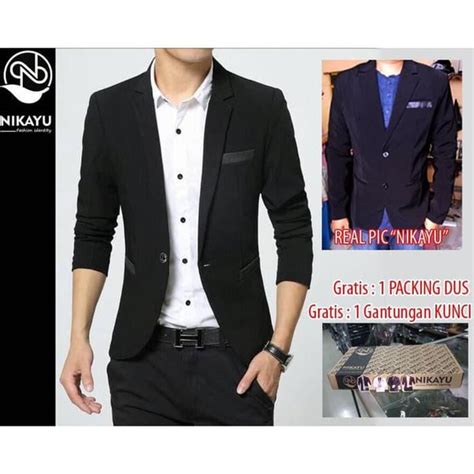 Jual Best Product Kekinian Style Black Jas Pria Slimfit Korea Formal