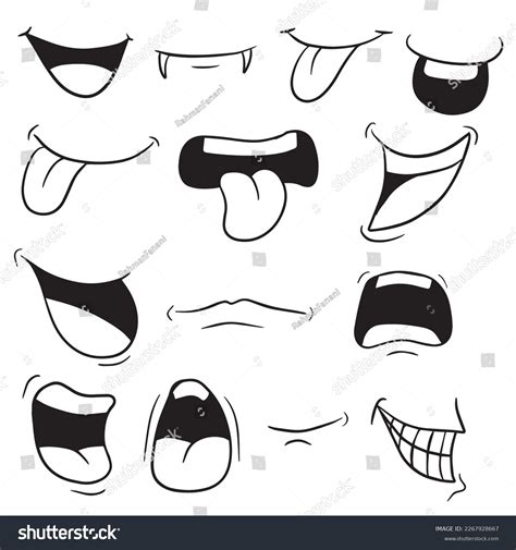 Hand Draw Cartoon Mouth Icon Vector Stock Vector Royalty Free