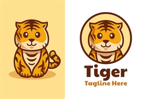 Premium Vector Cute Tiger Cub Cartoon Logo Design