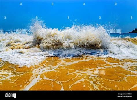 Huge Ocean Waves On The Beach Of Mirissa In Sri Lanka Ceylon Island