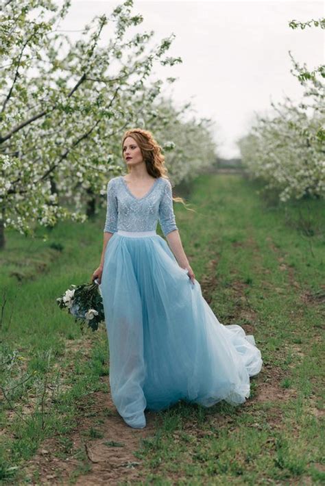 Jupe De Mariage Bleu D Tachable De Tulle Robe De Mari E Bleu Etsy