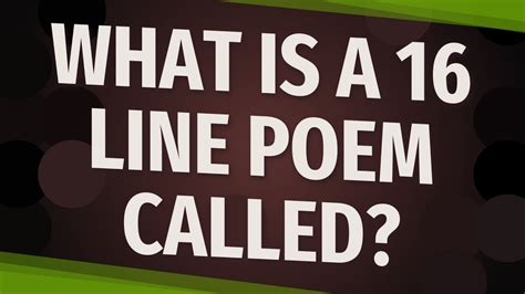 What Is 16 Line Poem Called Fabalabse