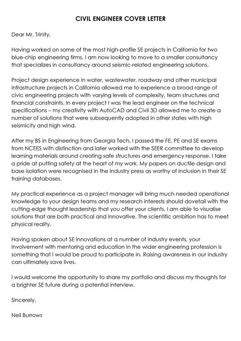 Civil Engineer Cover Letter Kyomiblaine