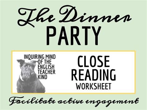 The Dinner Party By Mona Gardner Close Reading Analysis Worksheet