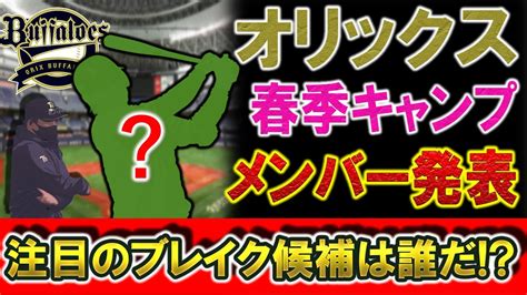 オリックスバファローズ 2022年春季キャンプメンバー発表！ルーキーはドラフト2位『野口智哉』3位『福永奨』4位『渡部遼人』5位『池田陵真』6