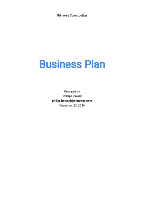 Free Construction Business Plan Templates In Microsoft Word Doc