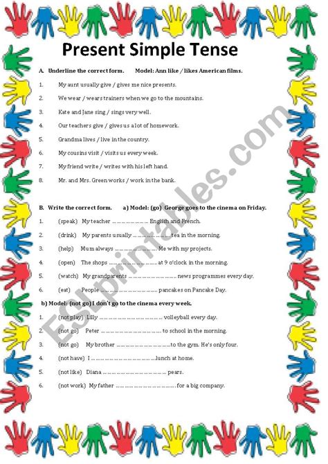 Present Simple Tense Esl Worksheet By Marymb