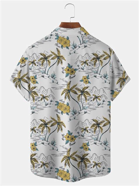 Royaura Beach Vacation Ramie Comfortable Coconut Trees Mens Hawaiian