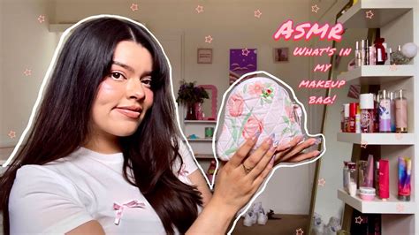 Asmr ♡ Whats In My Makeup Bag ♡ Mini Makeup Rummaging Tapping 🌷💕