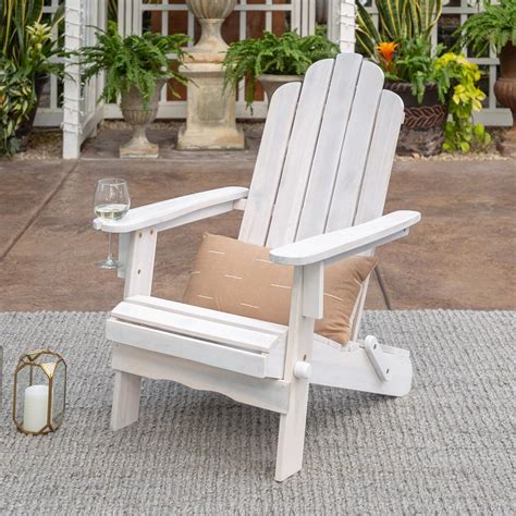 Walker Edison Adirondack Akaatsiapuust Terassitool White Wash