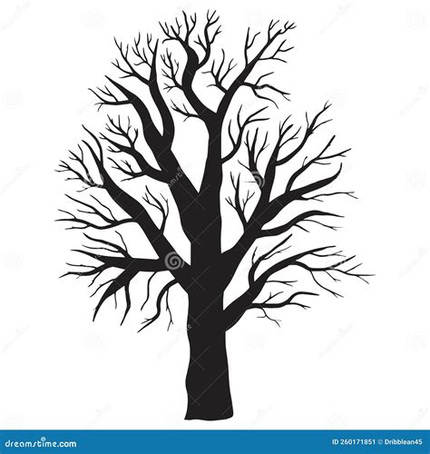 Naked Tree Silhouettes Hand Drawn Vector Illustration Stock Vector