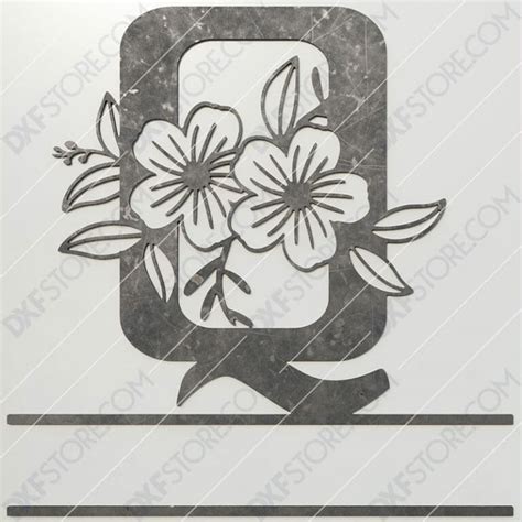 Split Monogram Elegant Floral Split Alphabet Letter Q - DXF File Cut-Ready for CNC Laser ...