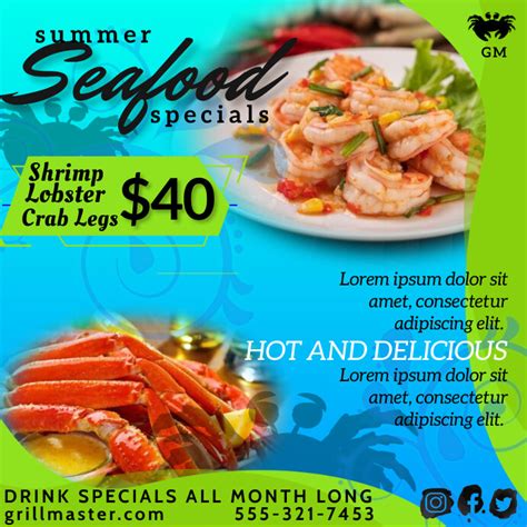 Seafood Restaurant Special Flyer Ad Template Postermywall