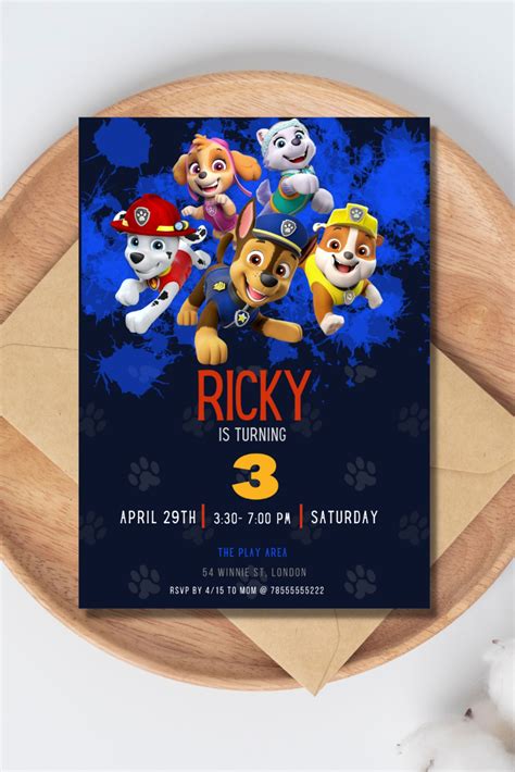 Free Editable Pdf Rainbow Mighty Paw Patrol Birthday Invitation