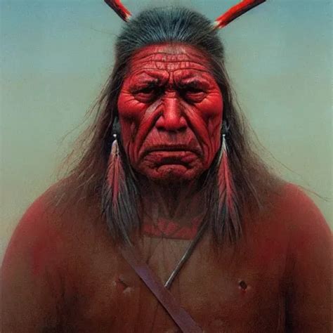 Angry Native American Chieftain Portrait Dark Stable Diffusion