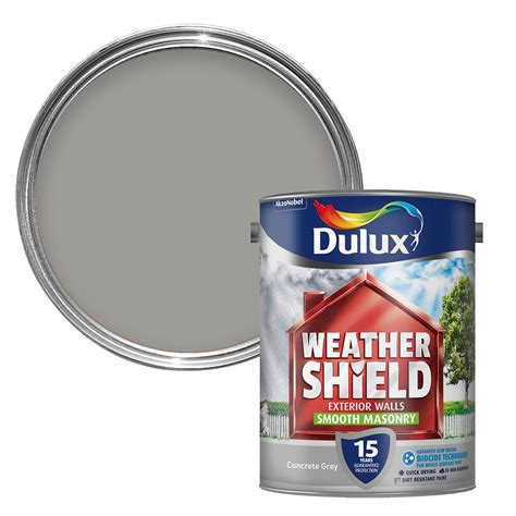 Dulux Weathershield Concrete Grey Smooth Masonry Paint 5l Departments