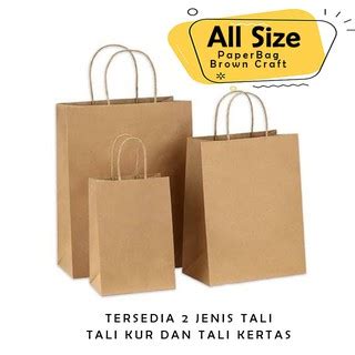 Jual Paper Bag Coklat Polos Tali Kertas Tali Kur Murah Papper Bag Kado