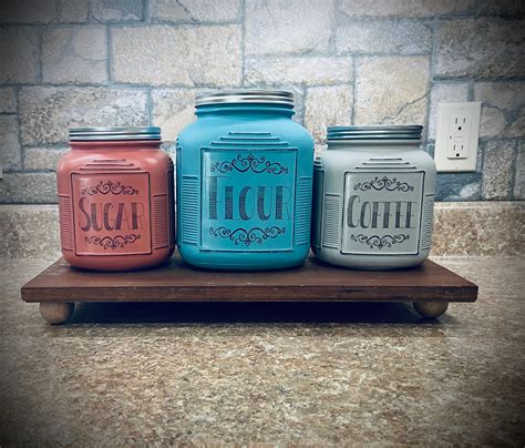 Kitchen Canister Set Set of 3 Rustic Kitchen Canisters | Etsy