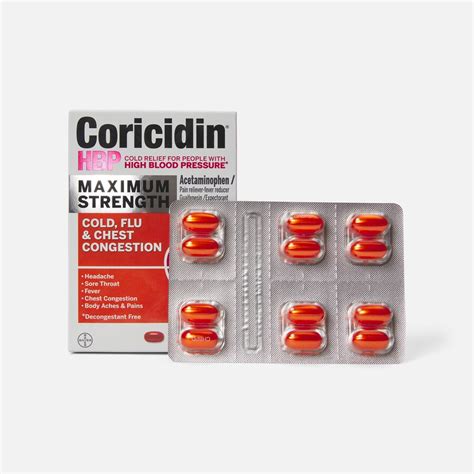 Coricidin Hbp Maximum Strength Cold Cough And Flu Medicine Liquid Gels