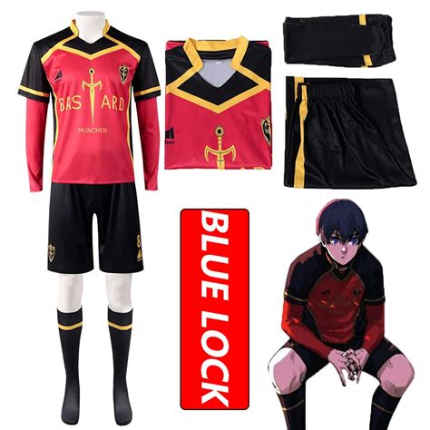 Anime Blue Lock Cosplay Costume Red Sportswear Wig Bastard Munchen Men