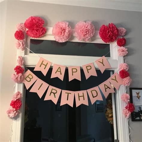 Banderole Joyeux Anniversaire Rose Happy Birthday Decoration