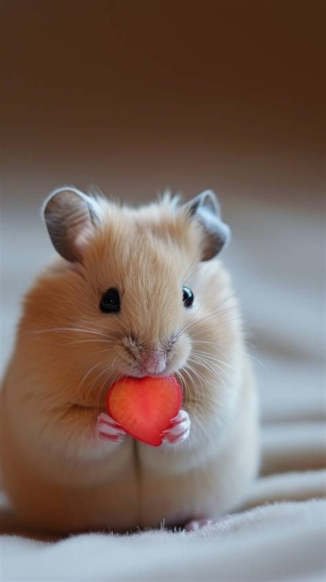 Hamster Eating Strawberry Cute Hamster Pet Hamster With Food Hamster