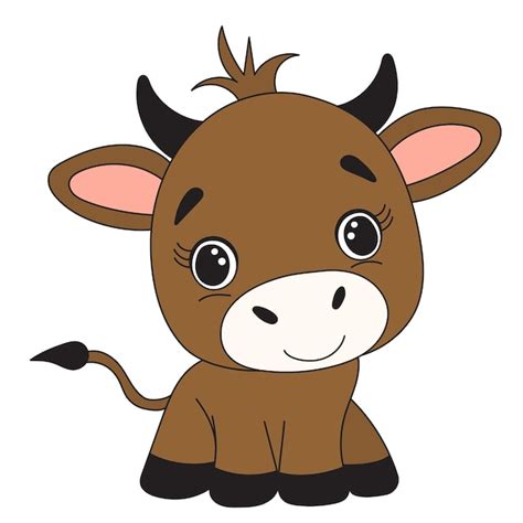 Premium Vector Bull Calf Cute Character Isolated Vector