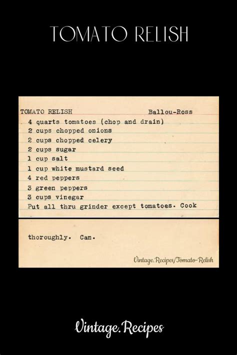 Tomato Relish - vintage.recipes | Recipe in 2024 | Tomato relish, Onion relish, Relish