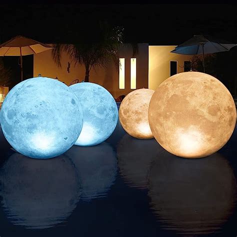 Lanblu Lampada Piscina Galleggiante Solare Cm Luna Gonfiabile Palle