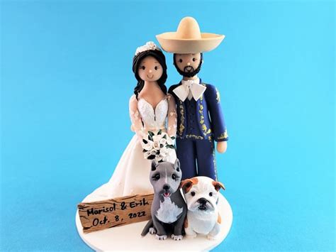 Bride & Groom with Dogs Custom Handmade Mariachi Wedding Cake Topper ...