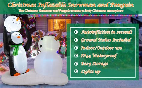 Coco Design 7 Foot Christmas Inflatable Penguin And Snowman