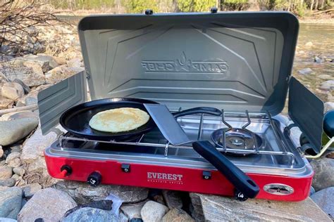 Camp Chef Everest Two Burner Camping Stove Review Man Makes Fire In