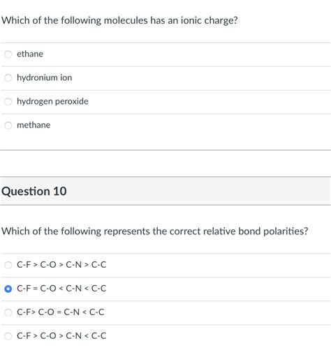 [Solved]: Which of the following molecules has an ionic ch