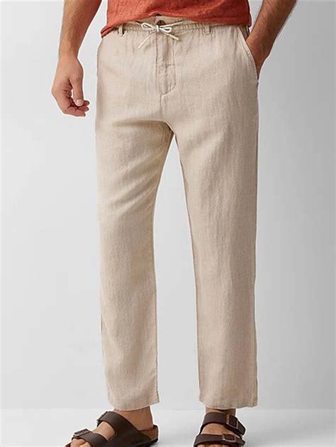 Homme Pantalon En Lin Pantalon Pantalon T Pantalon De Plage Pantalon