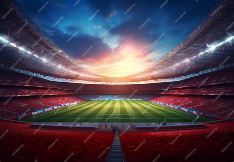 Premium Photo | Photo of a soccer stadium at night with stadium light