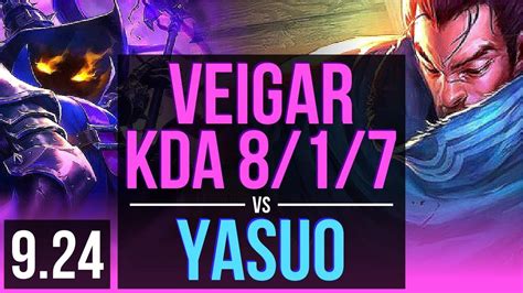 Veigar Vs Yasuo Mid Kda 8 1 7 1000 Games Dominating Korea