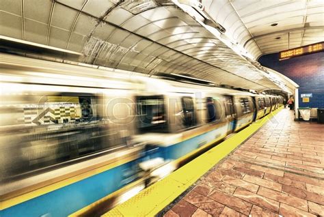 Subway Train Speeding Up Boston Stock Image Colourbox