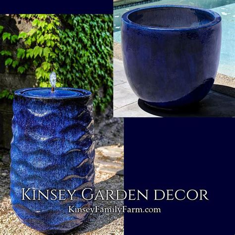 Kinsey Garden Decor Royal Blue Tall Ceramic Pot Outdoor Water Fountain