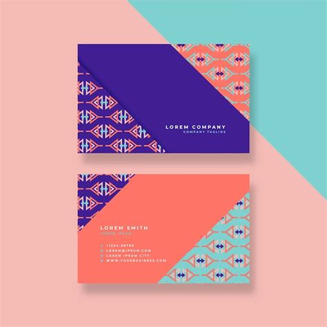 Free Vector Flat Geometric Horizontal Double Sided Business Card Template