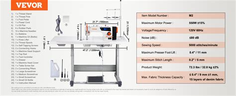 VEVOR Industrial Sewing Machine, 550W Servo Motor and Table Stand ...