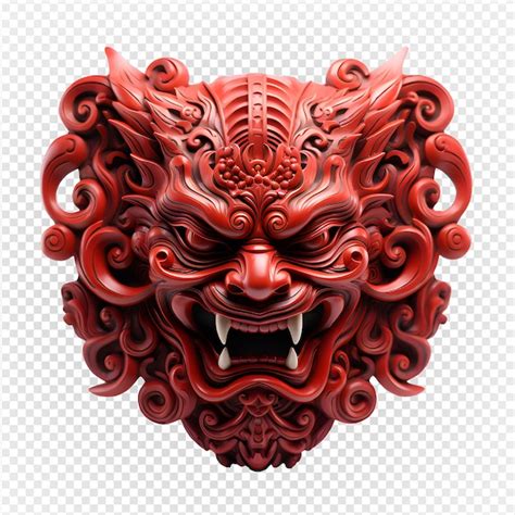 Máscara tradicional japonesa del diablo rojo aislada cortada en un