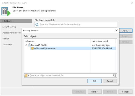 Step 2 Select File Share To Restore User Guide For Microsoft Hyper V