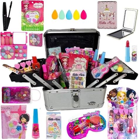 Maleta Maquiagem Completa Kit Infantil Sombra Blush Batom Pó Mercado