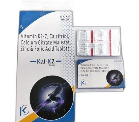 Vitamin K2 7 Calcitriol Calcium Citrate Malate Zinc Folic Acid Tablet Packaging Type Box