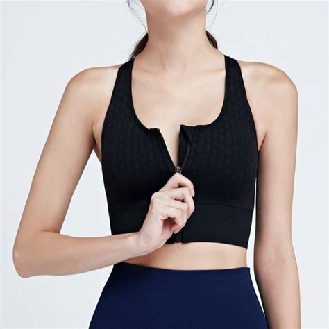 Soutien Gorge De Sport Rembourré Femme Zippée Devant Push Up Brassière