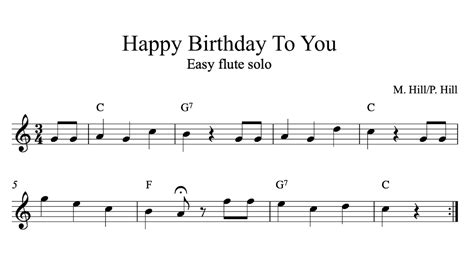 Happy Birthday Flute Sheet Music For Popular Songs Youtube