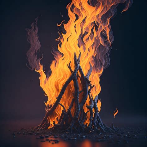 Premium Ai Image A Fire Burns In A Dark Room With A Black Background