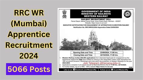 Rrc Western Railway Wr Apprentice Recruitment Notification Out