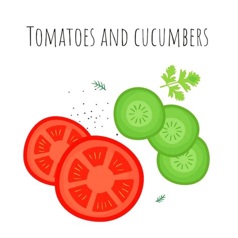 Premium Vector Sliced Tomatoes And Cucumbers