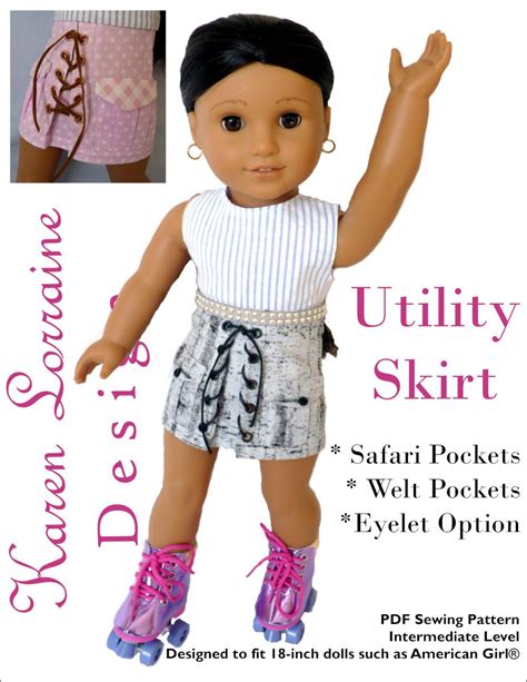 Karen Lorraine Design Utility Skirt 18 Doll Clothes Pattern